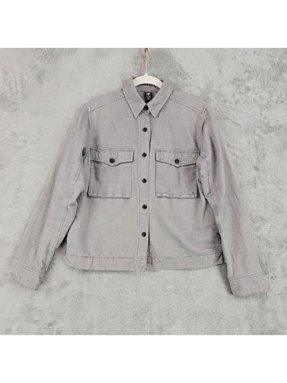 Mountain Hardwear Jacket Womens Small Gray Cotton Wool Twill Button Front Lined